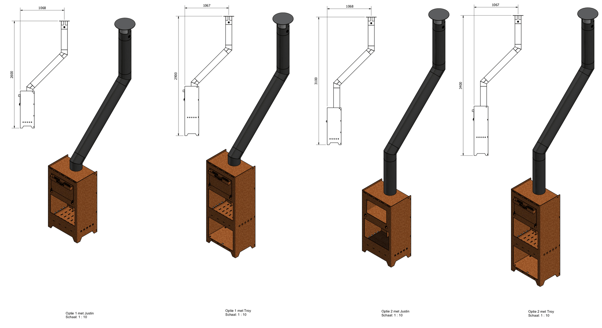 Rookgasafvoeren – Verloop naar standaard 150mm schoorsteenmateriaal