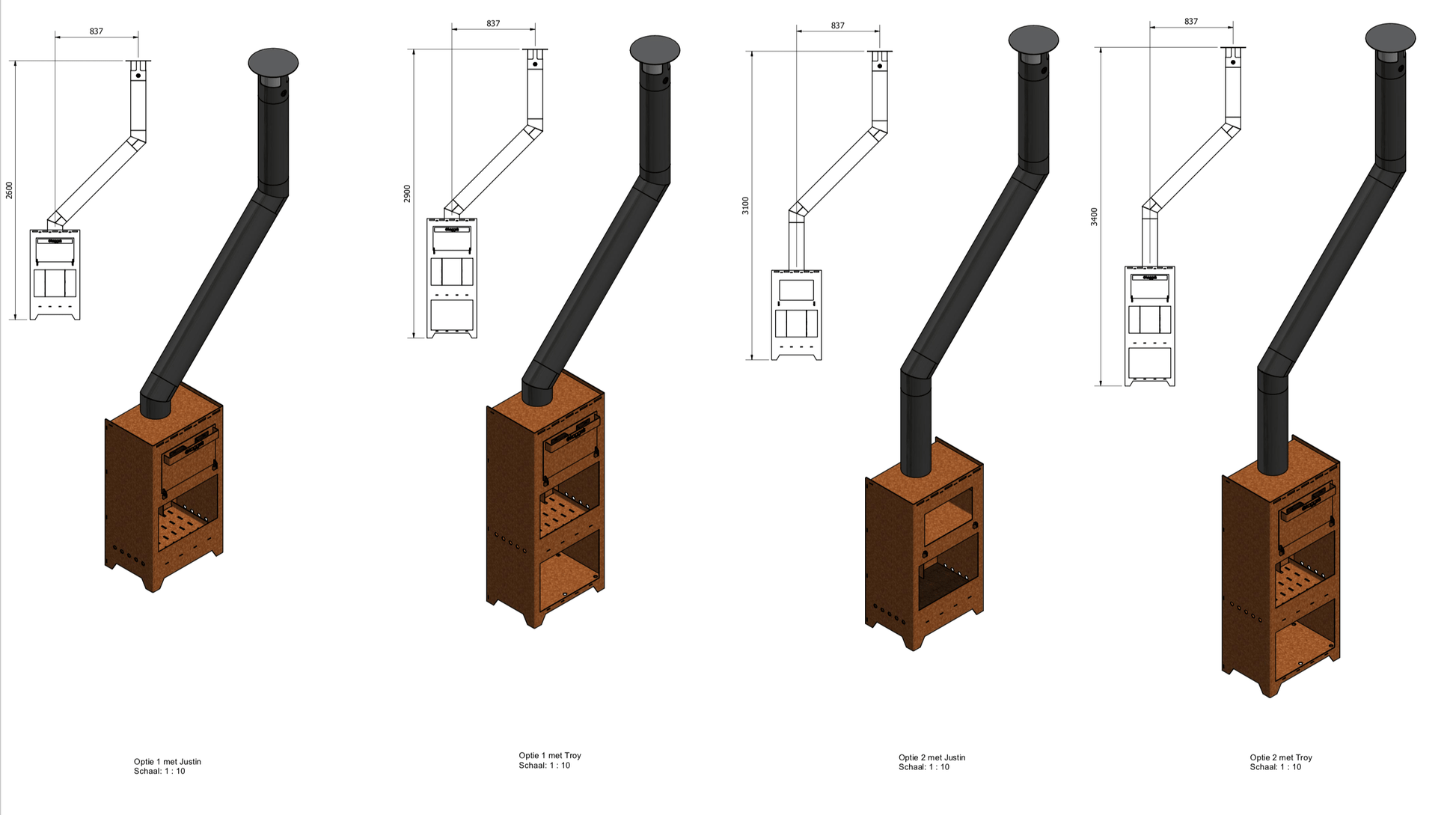 Rookgasafvoeren – Verloop naar standaard 150mm schoorsteenmateriaal